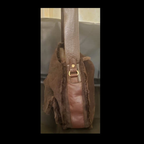 UGG Australia Brown Suede & Leather Shoulder Bag - Picture 7 of 12